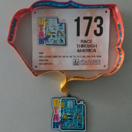 Utah medal and bib